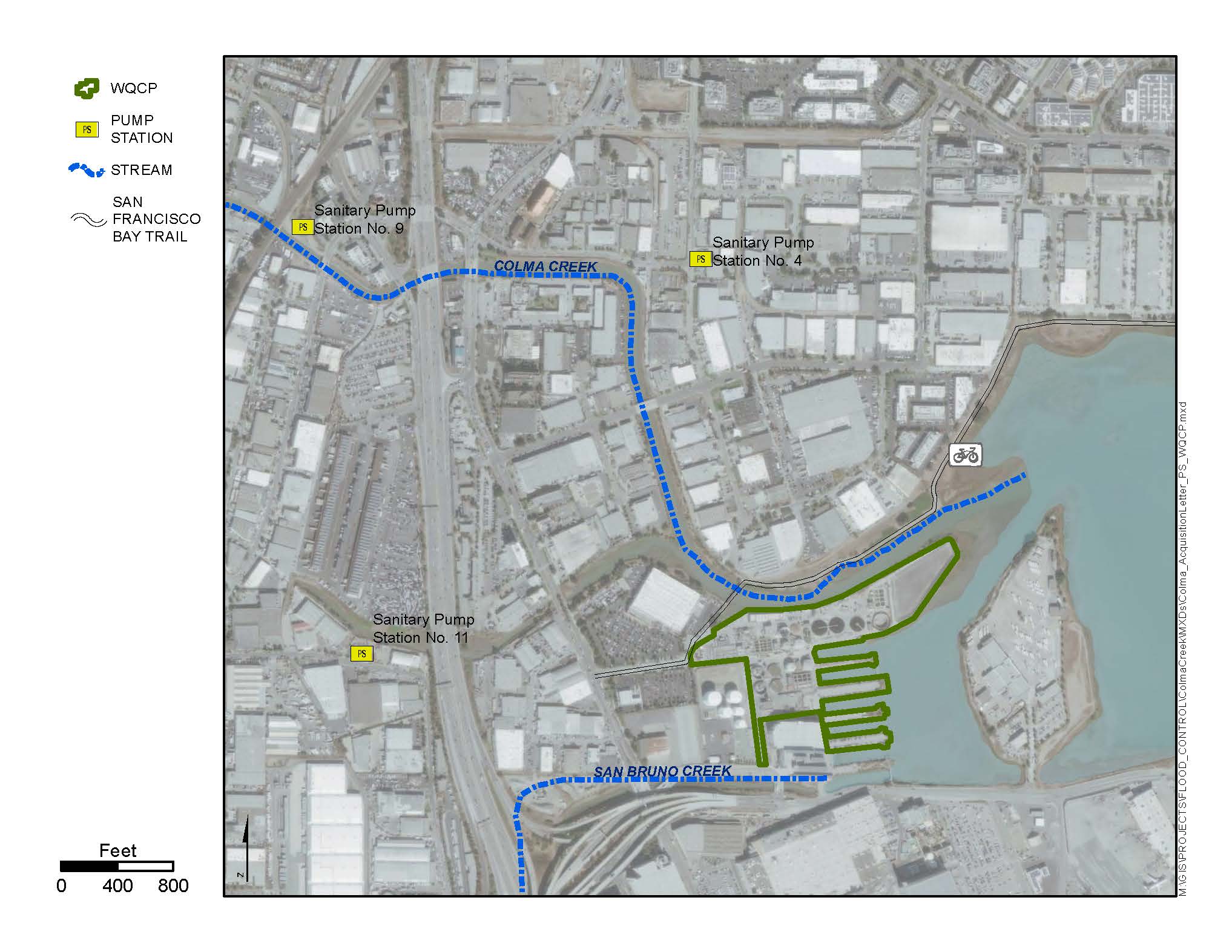General Study Area Map of Colma Creek and Plant